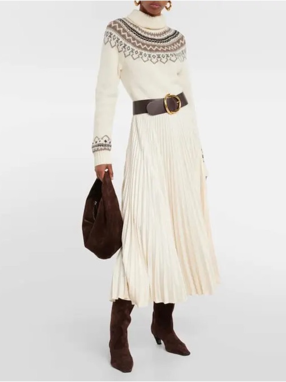 Polo by Ralph Lauren Cream Fair Isle Turtleneck Maxi Dress - Picture 4 of 6